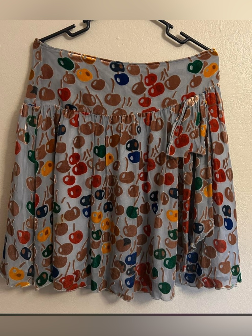 Free People Silk Blend Velvet Cherry Skirt Size 10